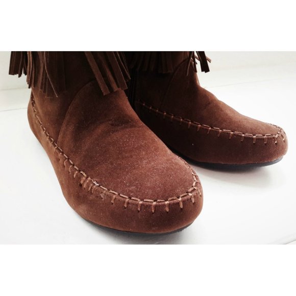 Candice-48 3-Layer Fringe Moccasin Flat Boots NWOT - Picture 4 of 5